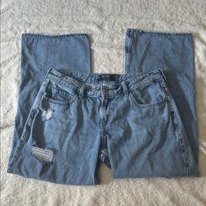 Hollister Low-Rise Baggy Distressed Blue Jeans